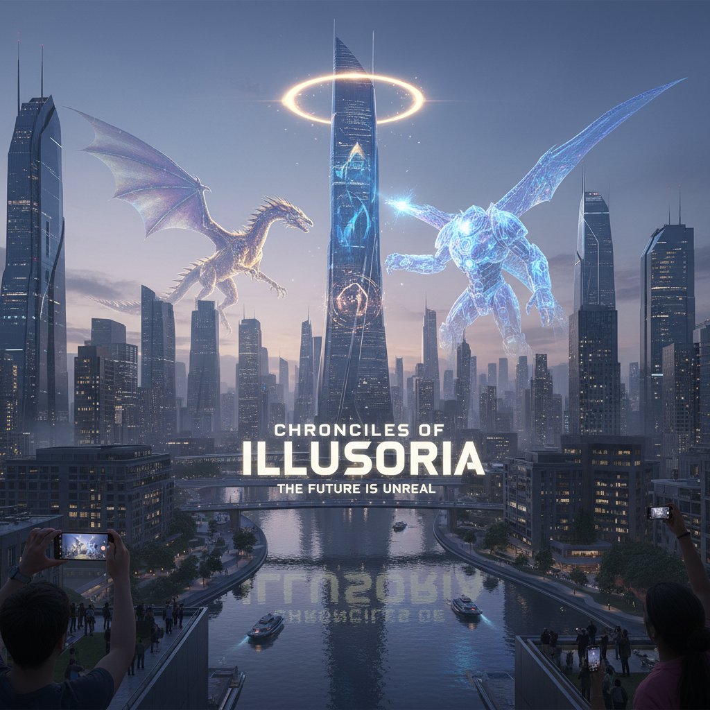 Immersive AR movie ad projected on city buildings for advertising movies