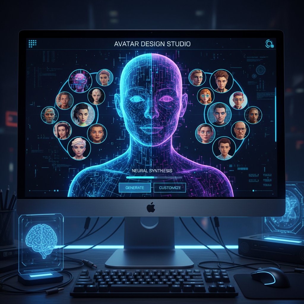 Sztuczna inteligencja analizuje zdjęcie i generuje unikalny avatar na ekranie komputera