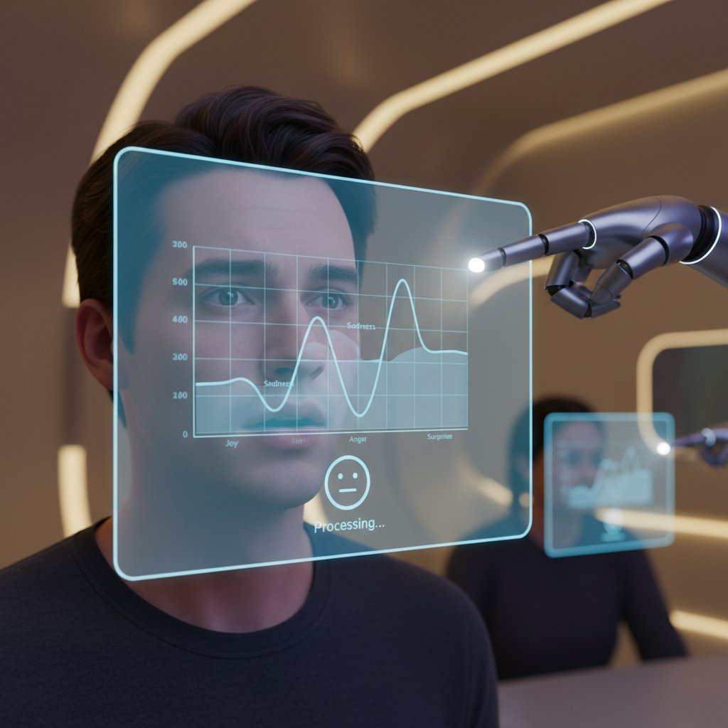 Nowoczesna technologia AI analizująca emocje w interakcji z człowiekiem