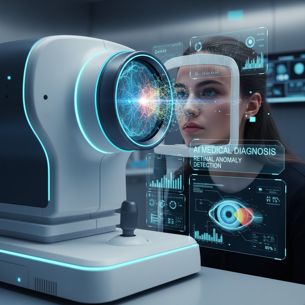 Sztuczna inteligencja analizująca wyniki keratometrii na ekranie komputera