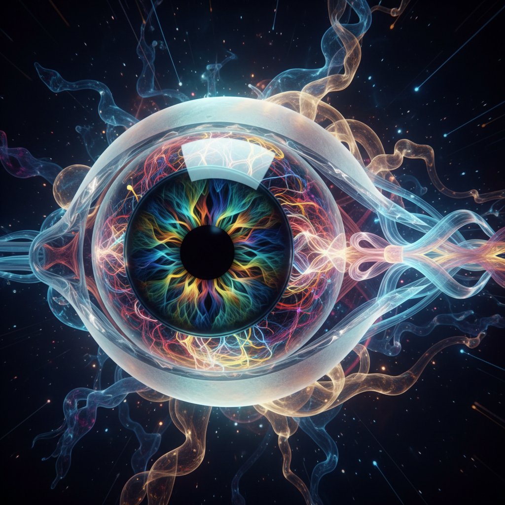 Artystyczna wizualizacja typów jaskry i budowy oka