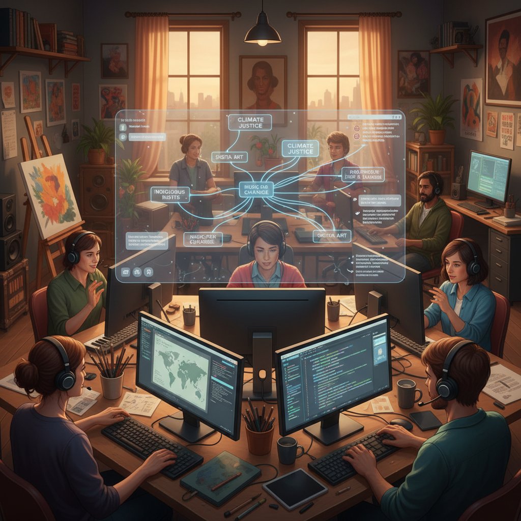 Zespół artystów i aktywistów pracujących nad projektem online