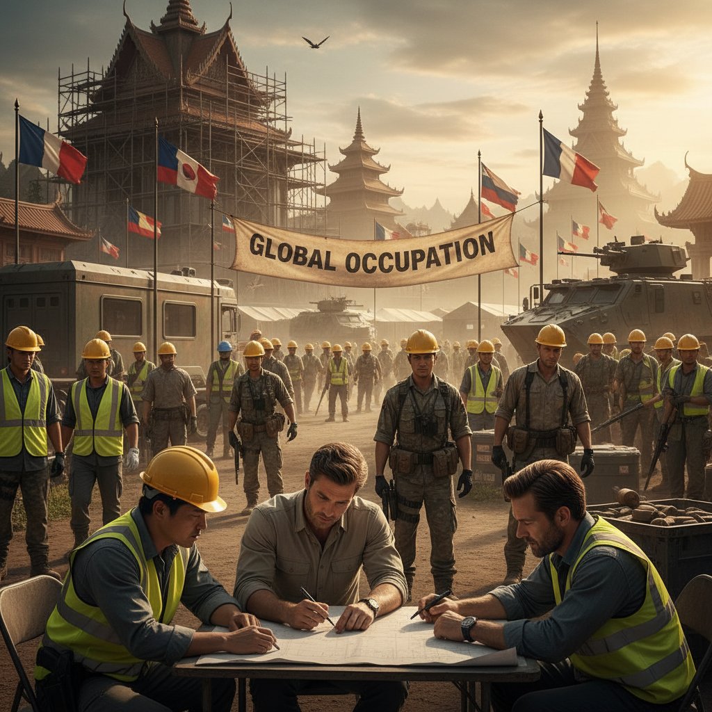 Asian and European workers in authentic workplace settings, international occupation movies diversity