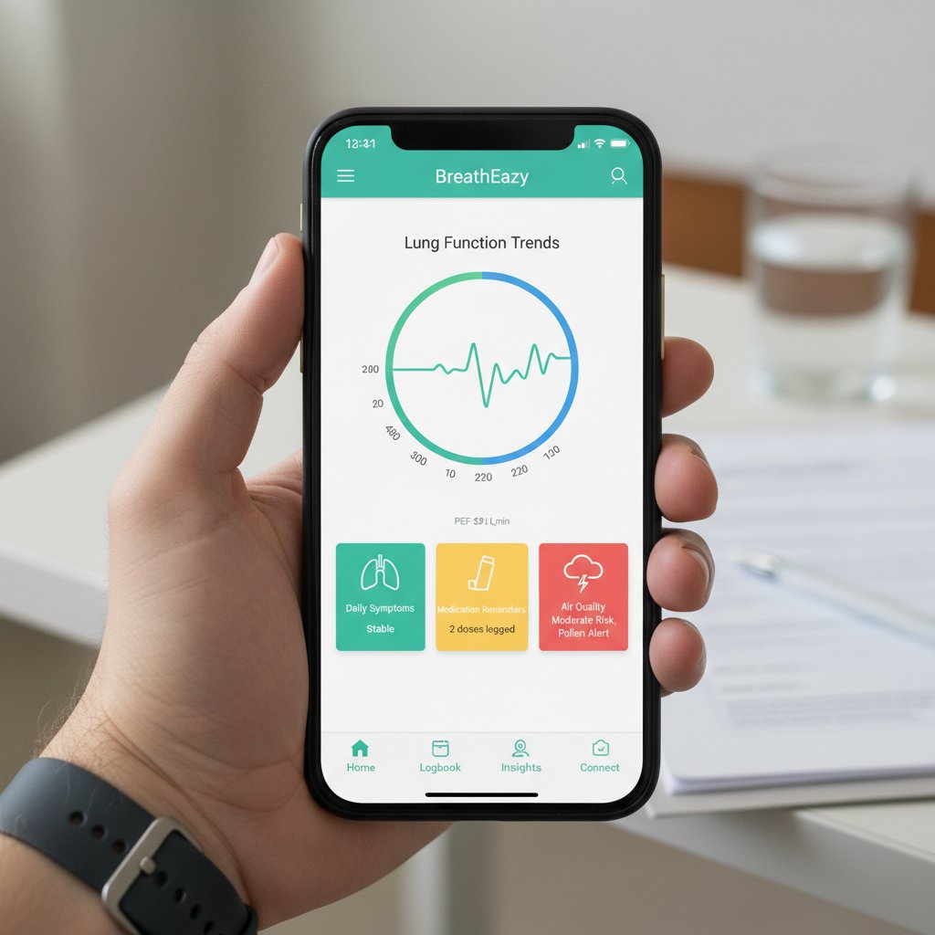 Pacjent korzystający z aplikacji mobilnej do monitorowania astmy