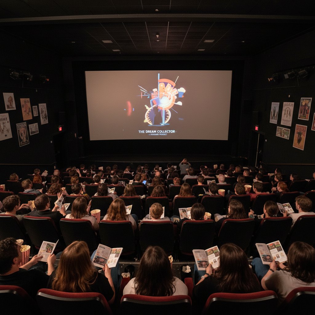 Crowd moved by a passion project film, audience at indie film festival emotionally engaged and applauding