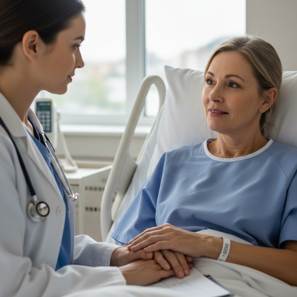 Autentyczny wyraz emocji na twarzy pacjenta, szczerość w chorobie, słowa kluczowe: emocje, autentyczność, choroba