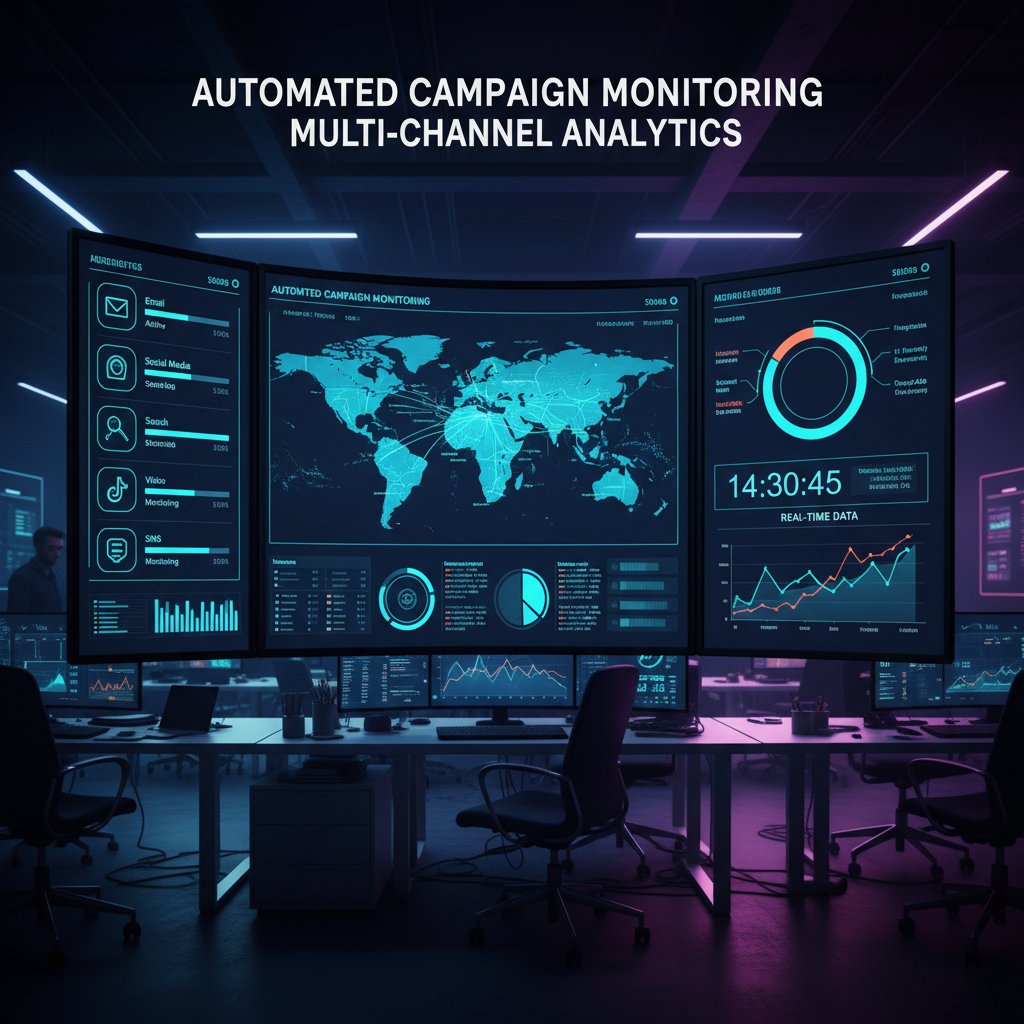 Close-up of a digital dashboard showing real-time campaign analytics across multiple channels