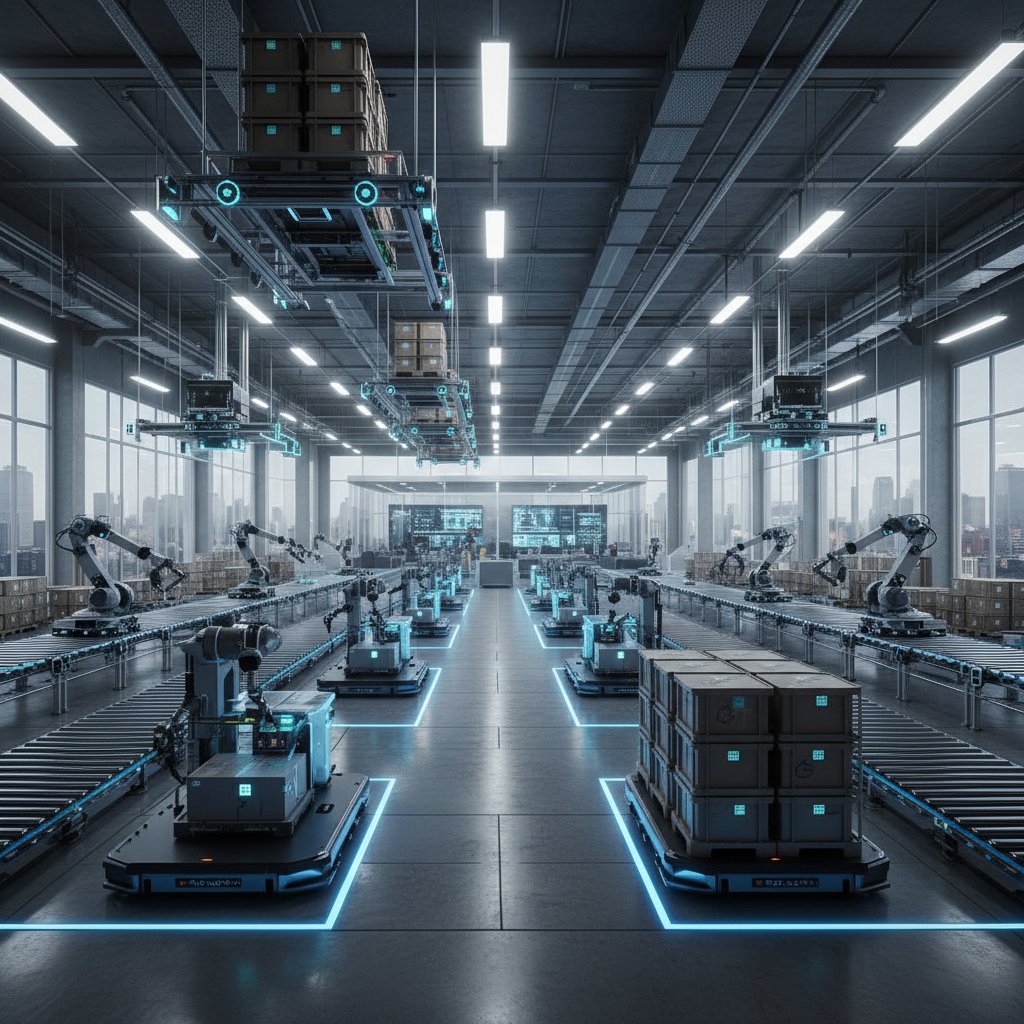 Automatyczne skanery i roboty w nowoczesnym magazynie