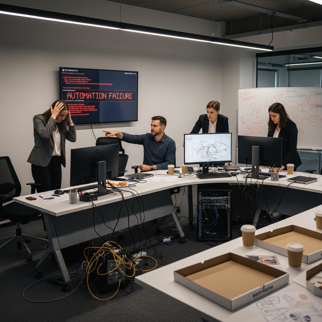 Błąd wdrożenia automatyzacji w biurze, frustracja zespołu, automatyzacja a filozofia pracy
