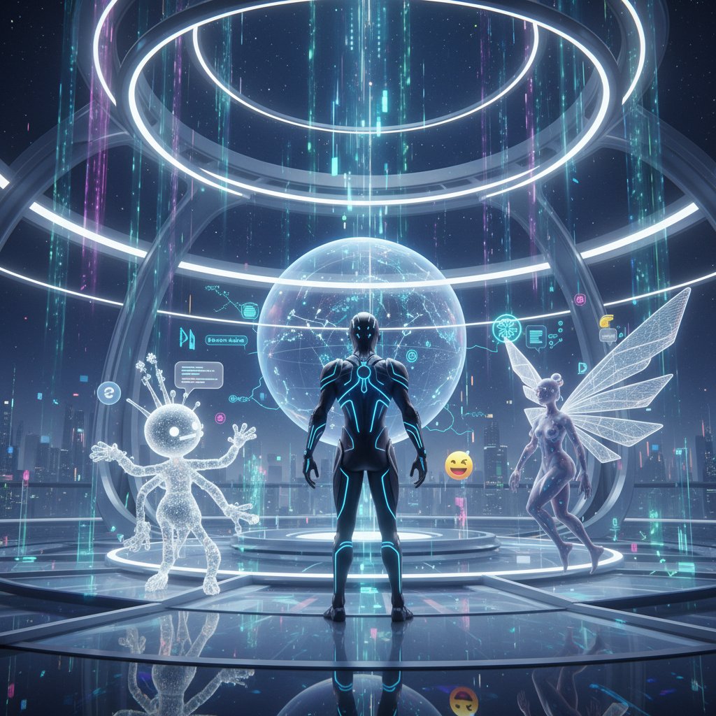 Awatary w futurystycznym czacie VR rozmawiają o najnowszych trendach online