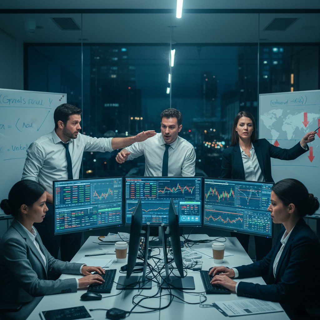 Zespół banku podczas intensywnej symulacji kryzysowej w centrum operacyjnym