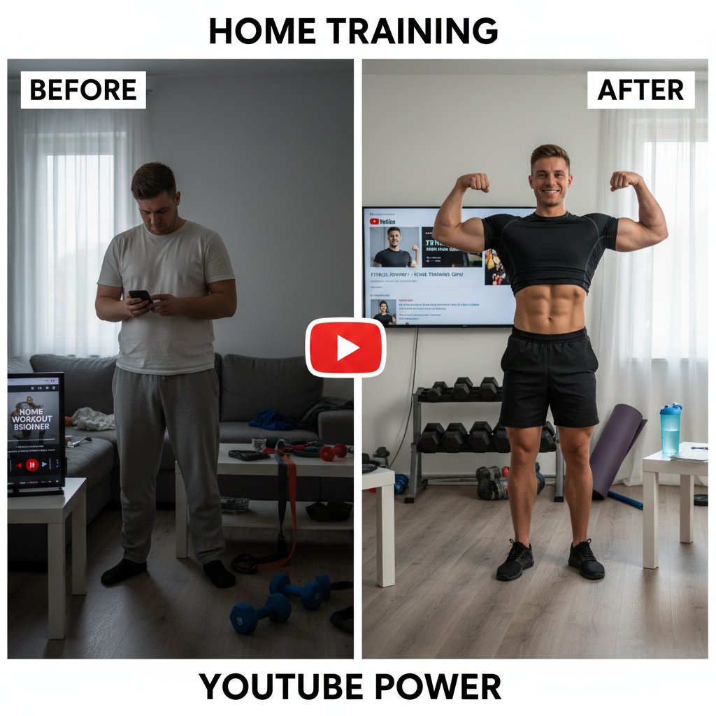 Przed i po metamorfozie – dwie sylwetki tej samej osoby, efekt treningu w domu z YouTube