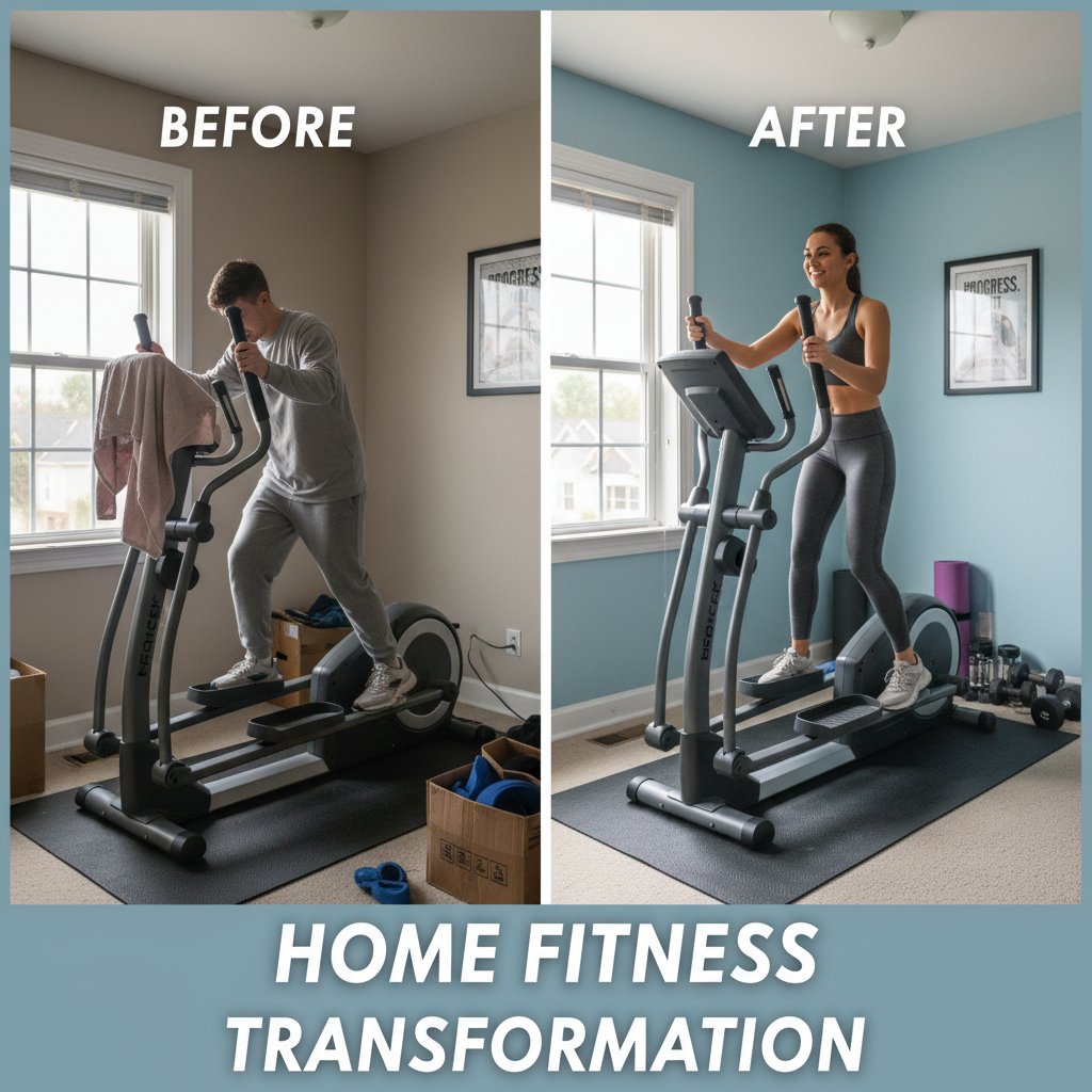Metamorfoza użytkownika orbitreka – zdjęcia przed i po, domowy trening