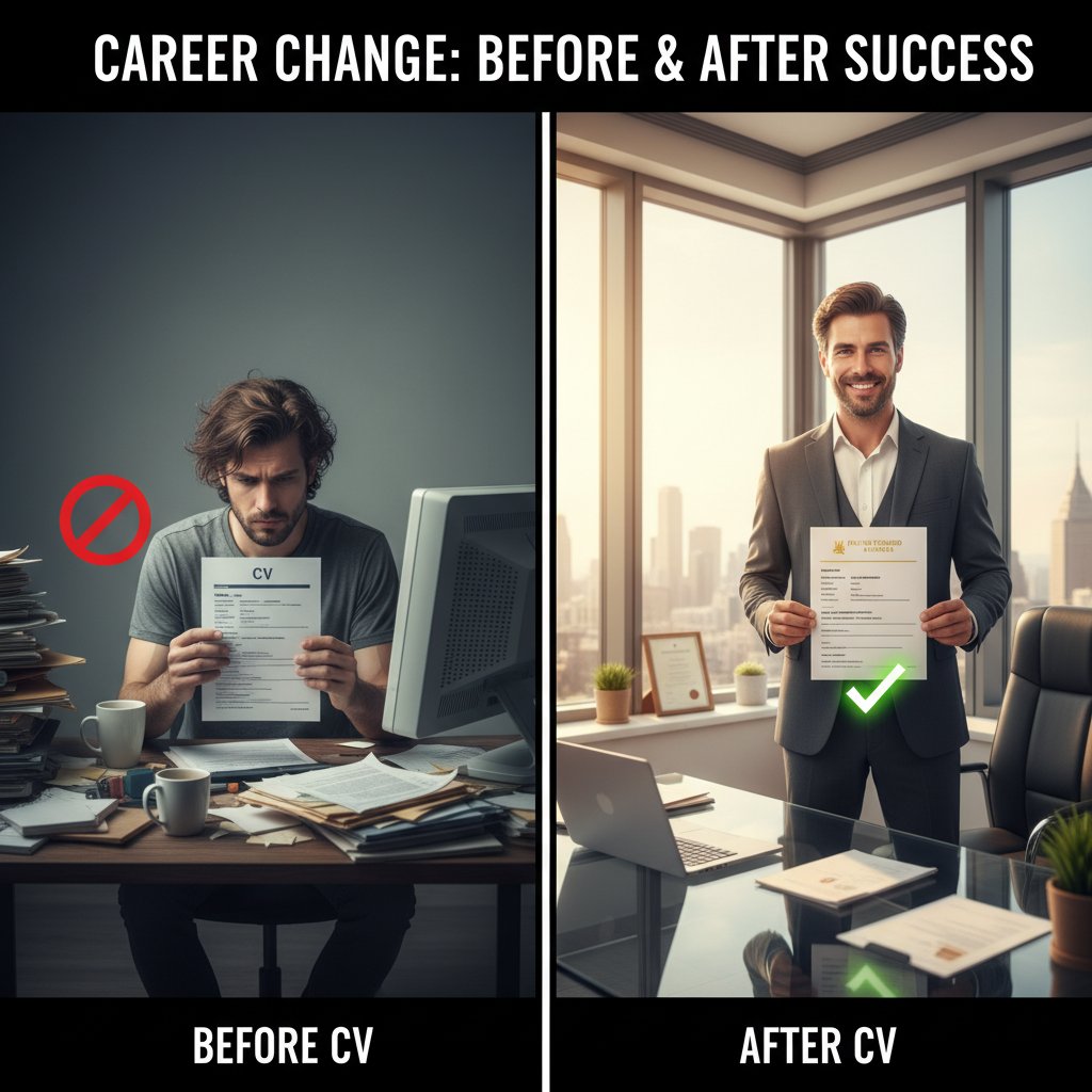 Zdjęcie dwóch wersji CV, stare i nowe; metamorfoza, skuteczność korekty CV online