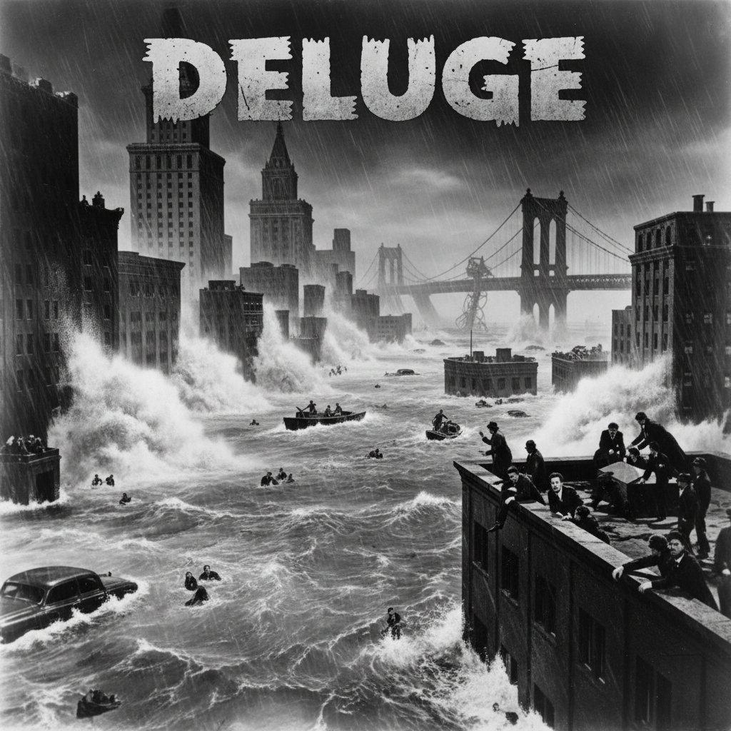 Silent era disaster film depicting city flood