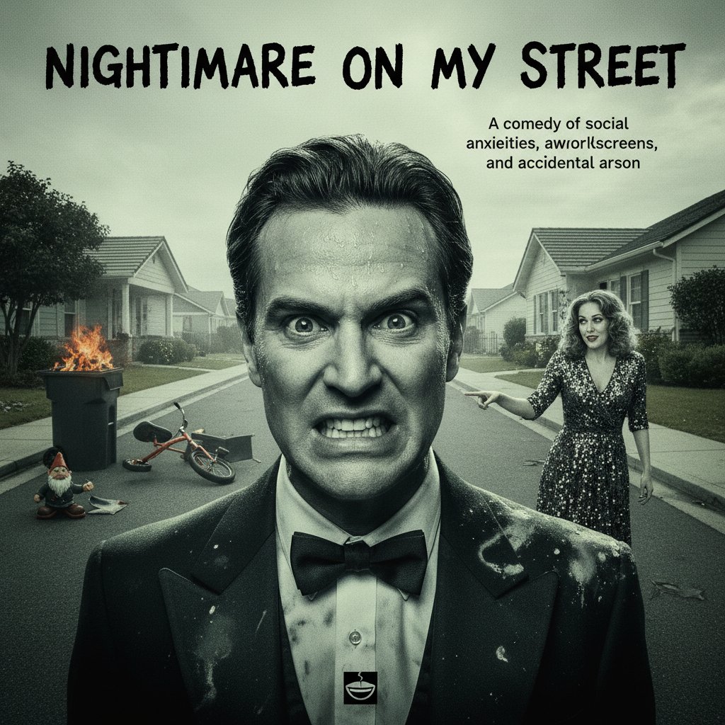 Dual-panel image comparing black comedy and cringe comedy scenes, highlighting visual and tonal differences in nightmare comedy cinema