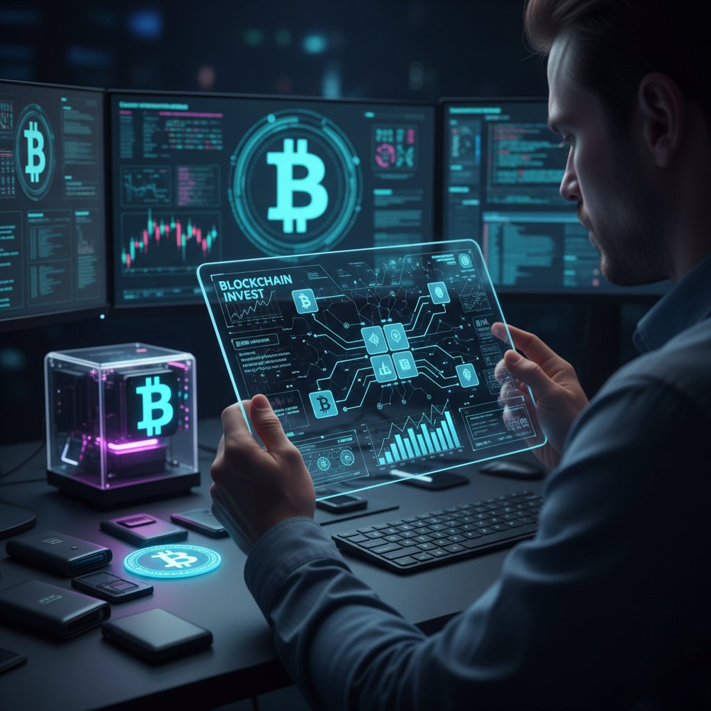 Inwestor analizujący cyfrowe aktywa na blockchainie