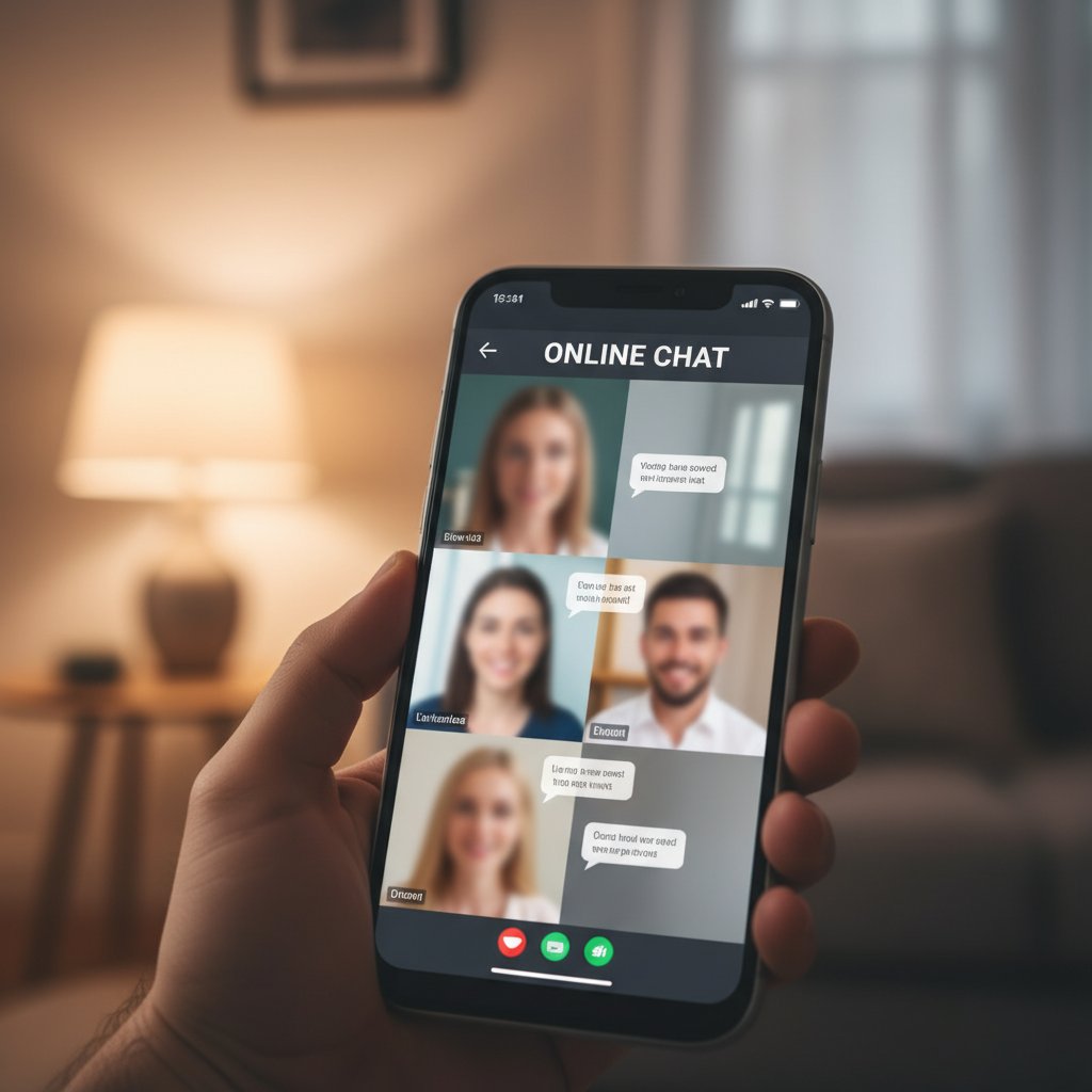 Granica między żartem a hejtem online – symboliczne zdjęcie rozmytych twarzy podczas czatu