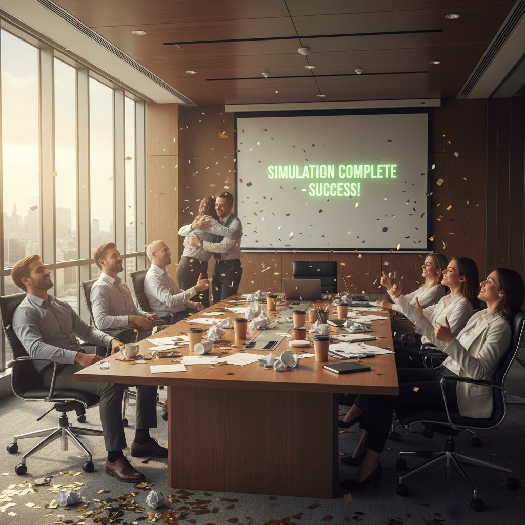 Zespół po udanym wdrożeniu symulacji strategicznej