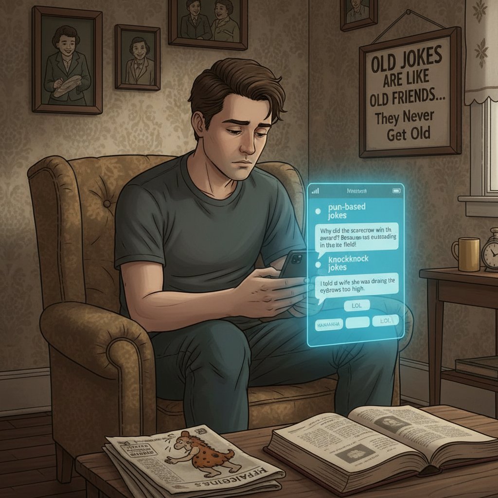 Młody człowiek przewija nudne dowcipy na telefonie, znudzona mina, jasne światło, pokój mieszkalny