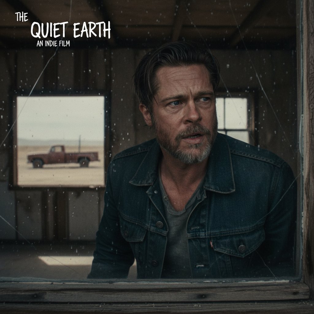 Brad Pitt in an underrated indie film, tense and atmospheric, AI still
