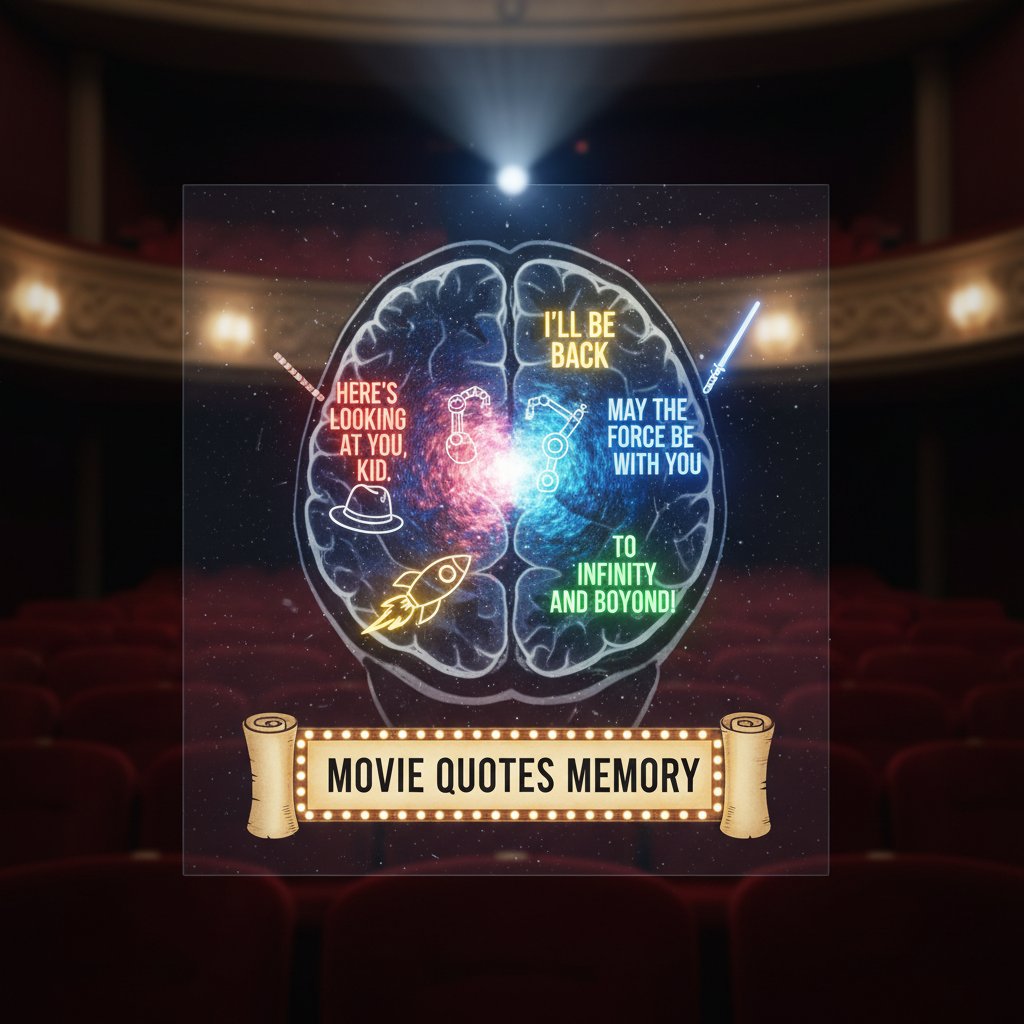 Illustration of brain activity and movie quotes memory connections