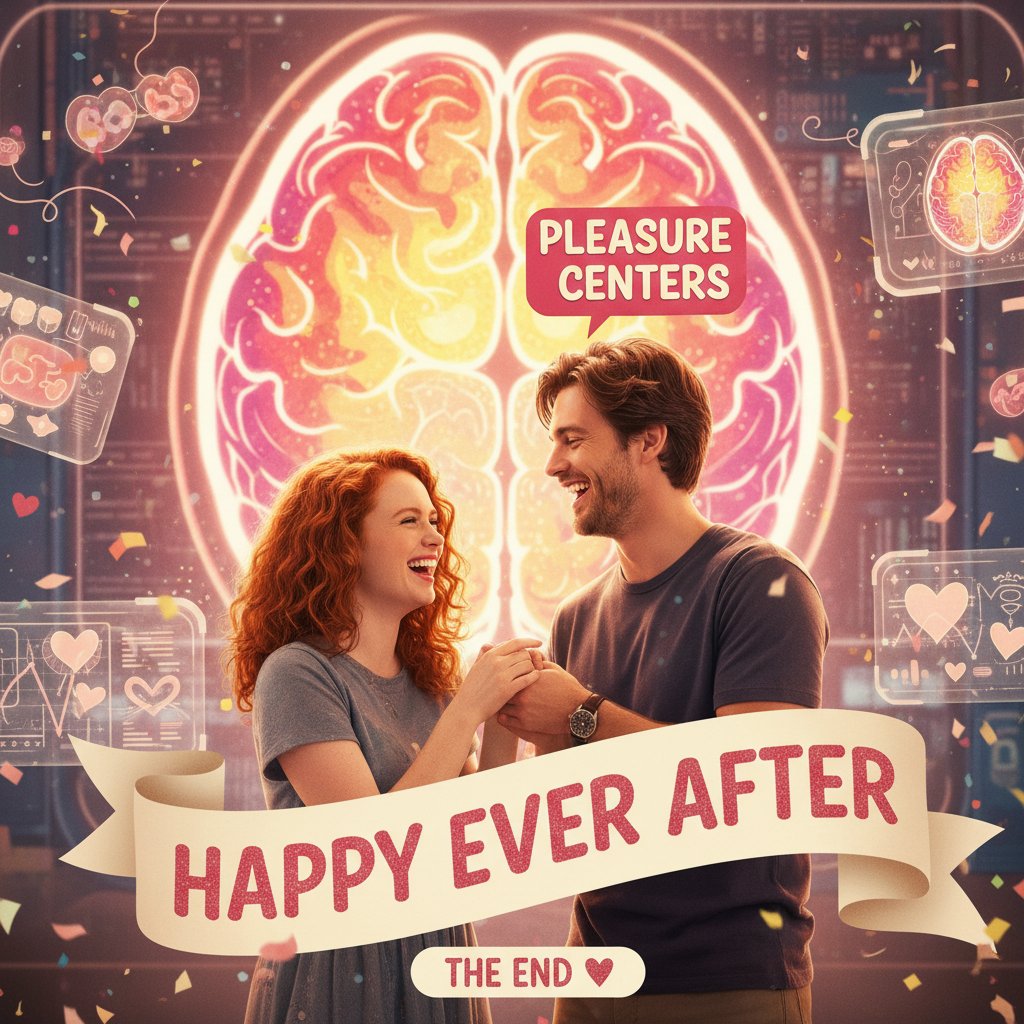 Brain scan showing pleasure centers activated by romantic comedy scenes