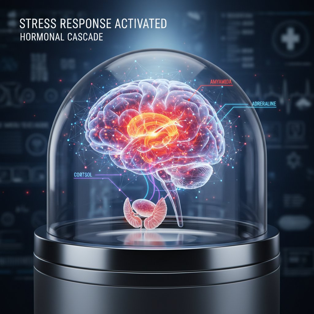 Skan mózgu pokazujący aktywację obszarów związanych ze stresem, neurobiologia