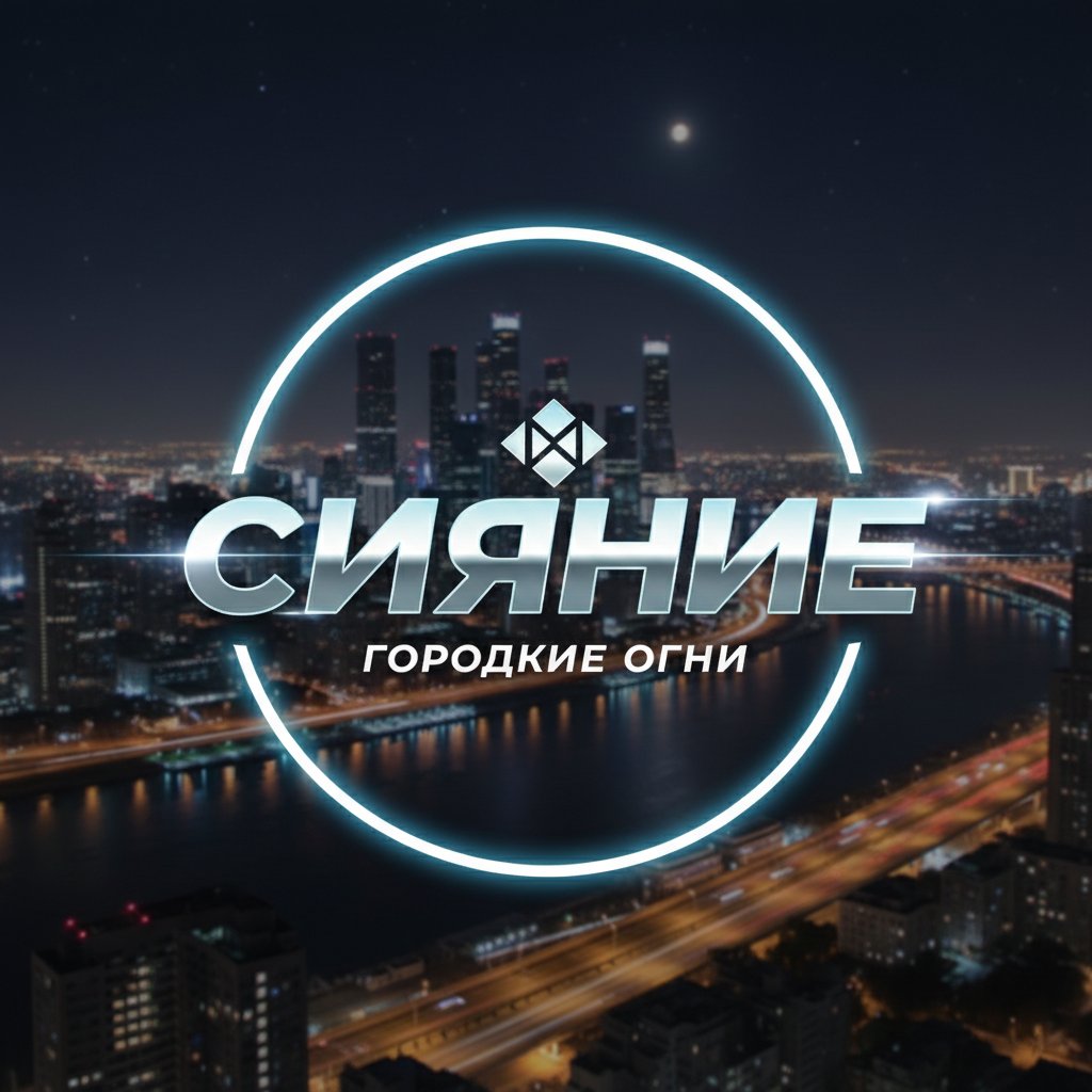 Logo marki z cyrylicą na tle miejskiego krajobrazu nocą – design i rosyjski alfabet online