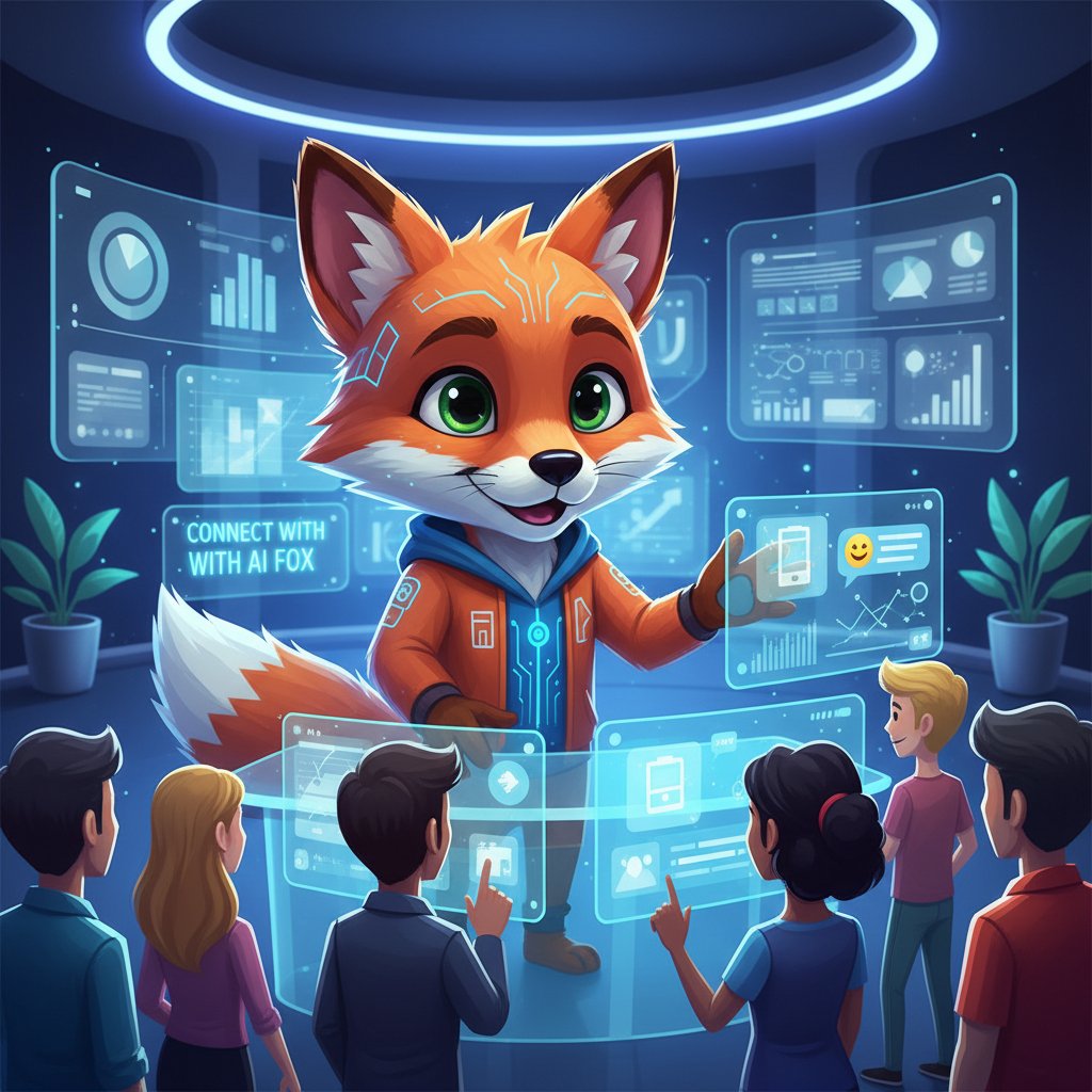 Postać AI jako maskotka marki w kontakcie z klientami, budowanie relacji