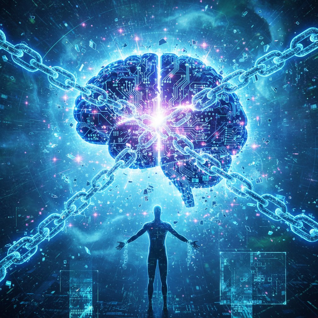 Symboliczne zerwanie cyfrowych łańcuchów przez sztuczną inteligencję