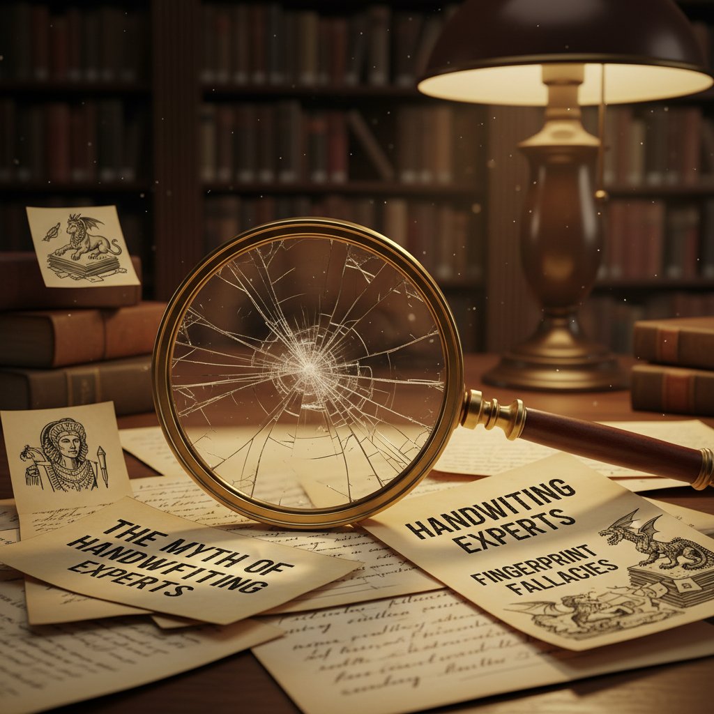 Broken magnifying glass over stack of documents as a metaphor for document analysis myths