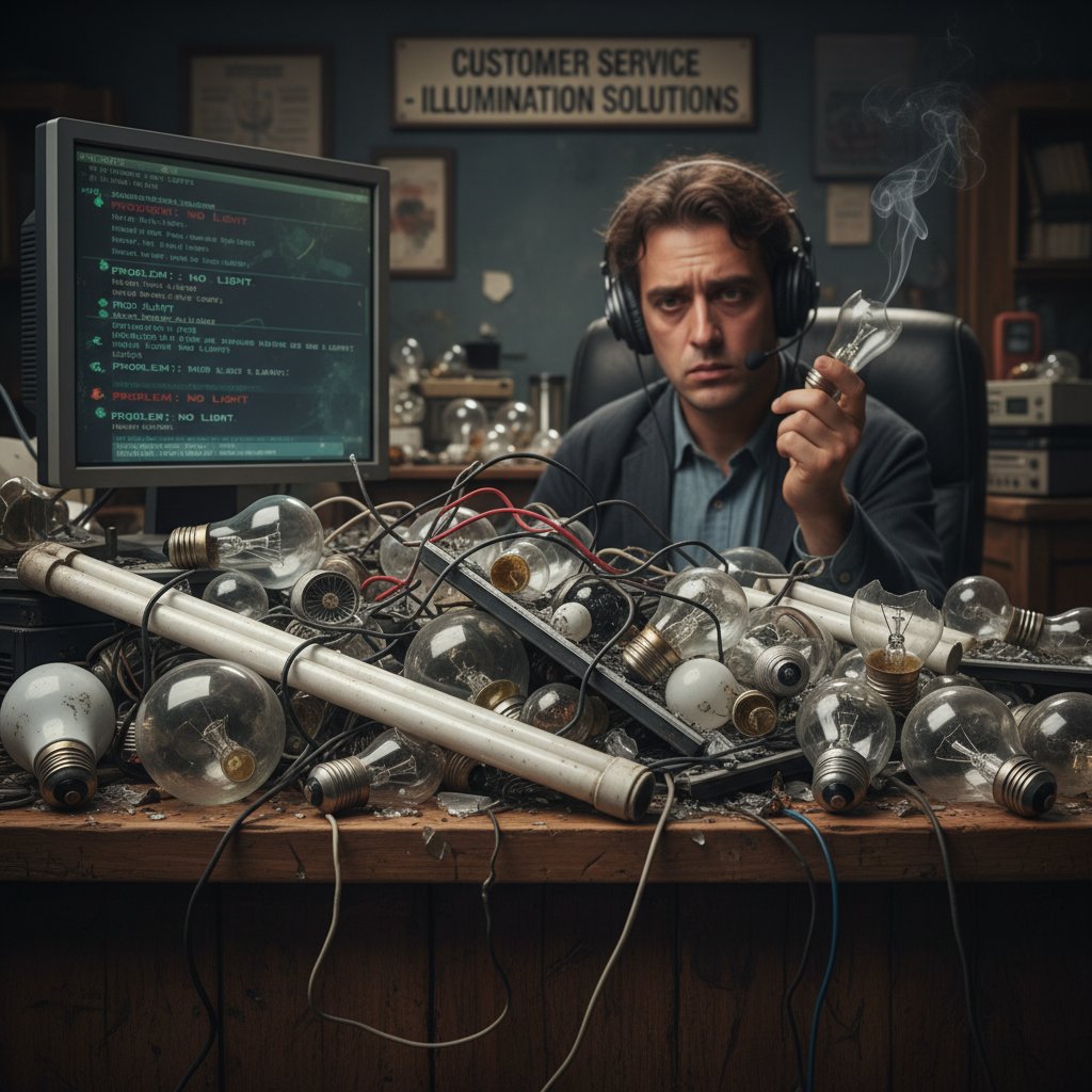 Photo of a desk scattered with burnt-out light bulbs symbolizing wasted effort chasing wrong KPIs