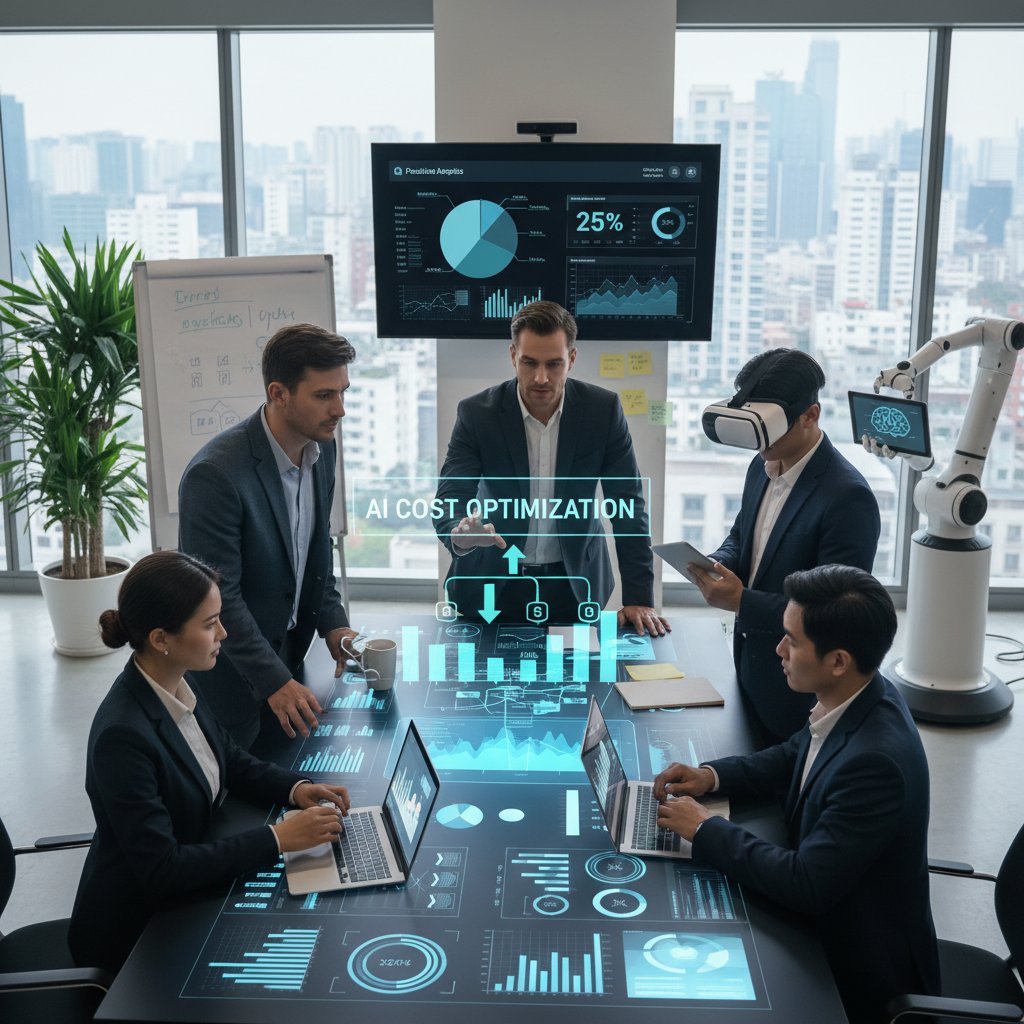 Fotografia zespołu analityków korzystających z narzędzi AI do analizy kosztów