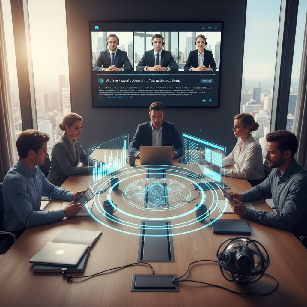 Spotkanie biznesowe online z konsultantem wykorzystującym nowoczesne narzędzia AI