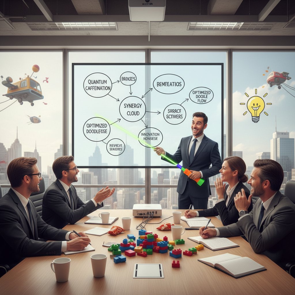 Manager prezentuje innowacyjny projekt przed zarządem, innowacja na pokaz