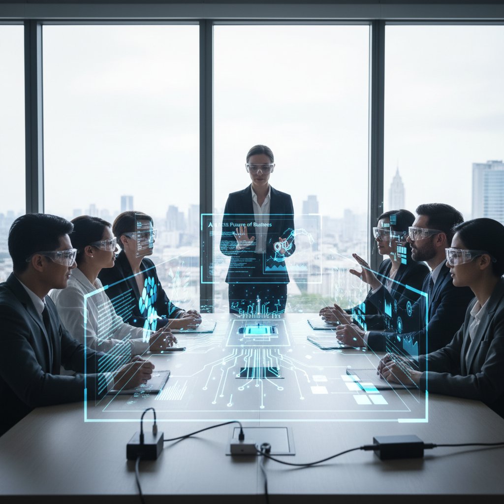 Nowoczesna sala szkoleniowa z wykorzystaniem AR i AI w biznesie