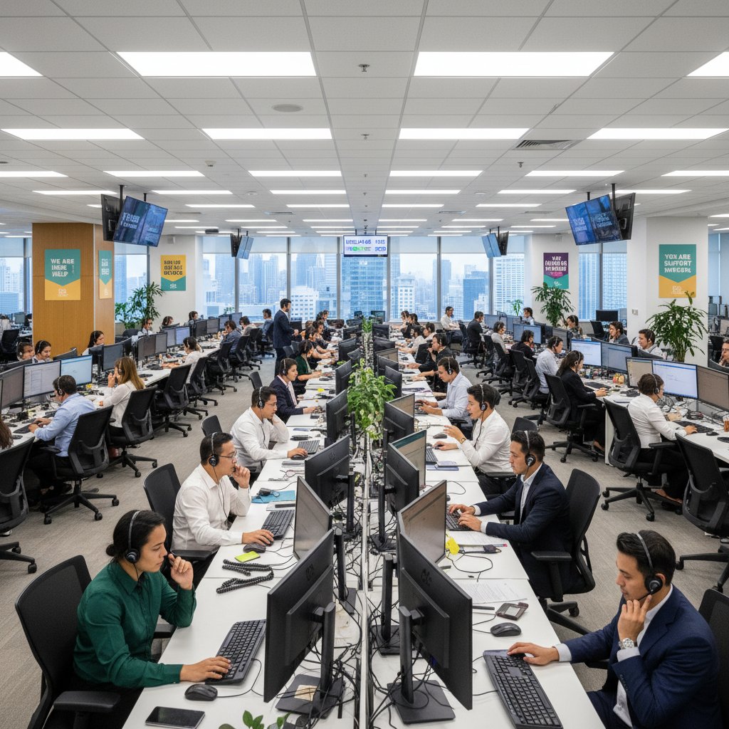 Call center organizacji pomocowej, symbol wsparcia dla ofiar przemocy domowej