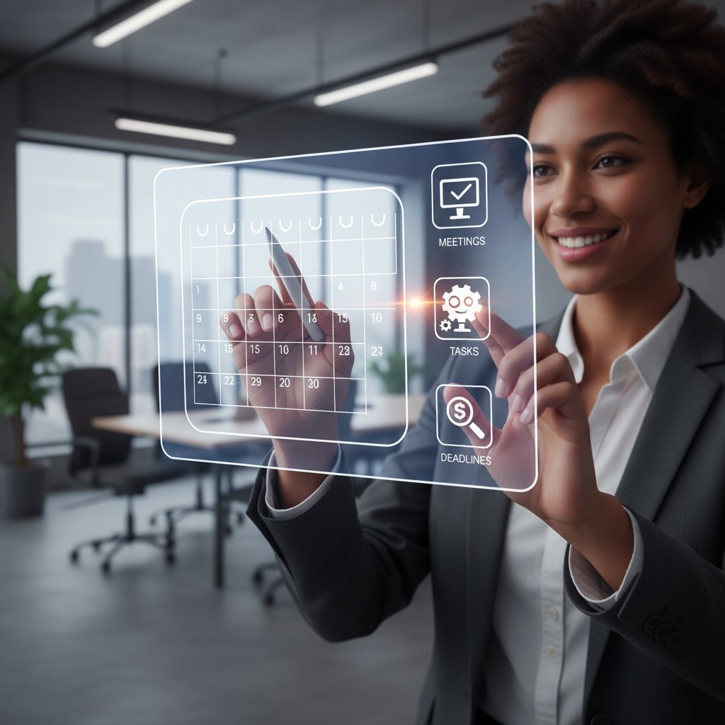 IT director conducting a readiness assessment with team, digital calendar and checklists on display