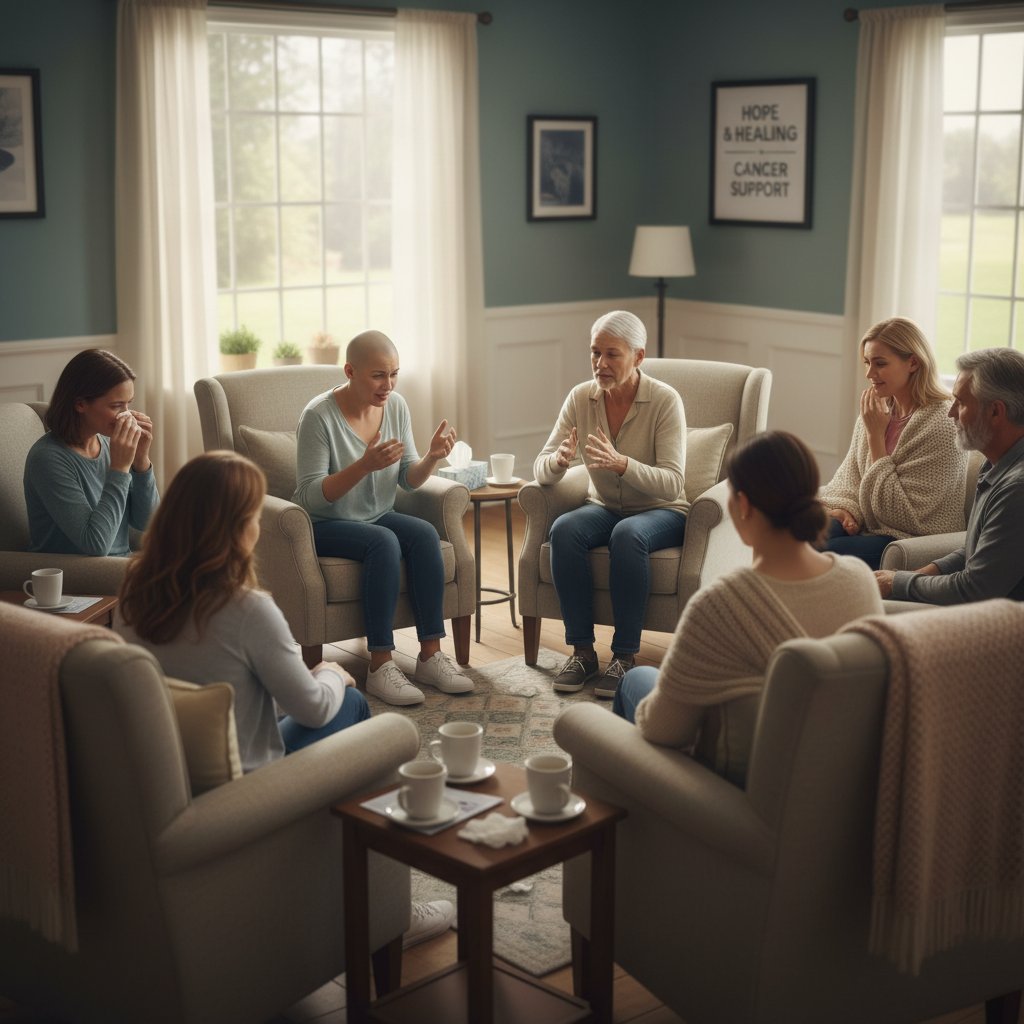 Grupa wsparcia pacjentów onkologicznych, wspólna rozmowa i wymiana doświadczeń