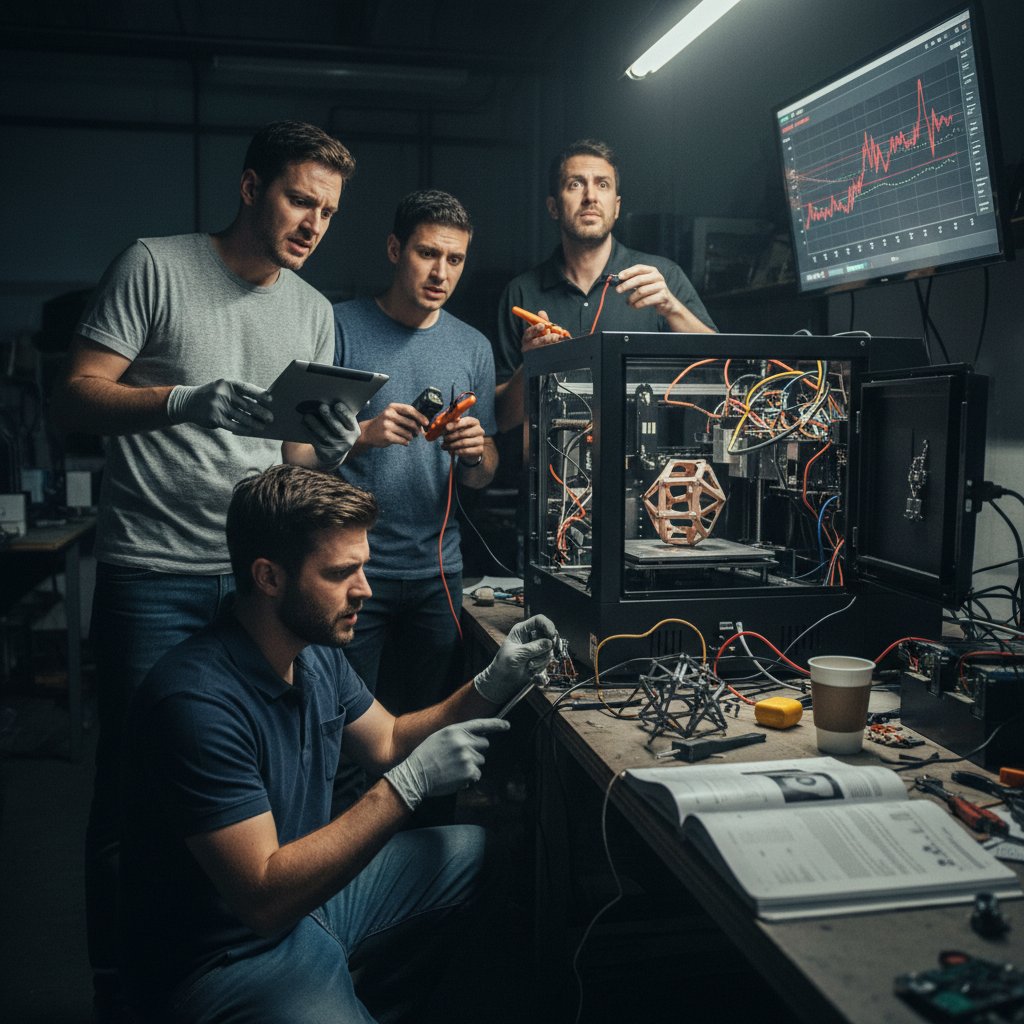 Zespół rozwiązuje problem z drukiem 4D w warsztacie