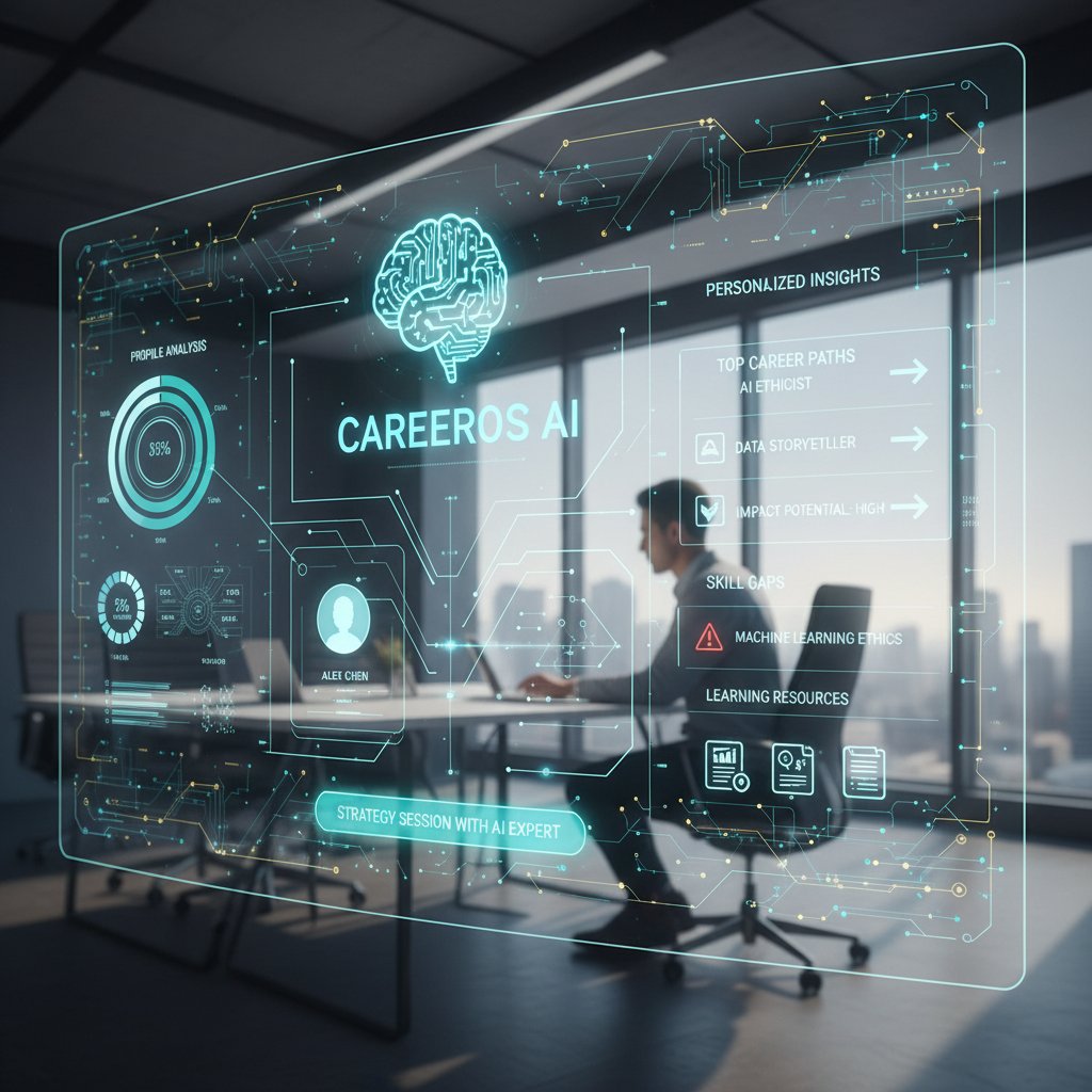 Ekspert kariery i osoba korzystająca z platformy AI, dyskusja o profilu zawodowym, technologia i człowiek