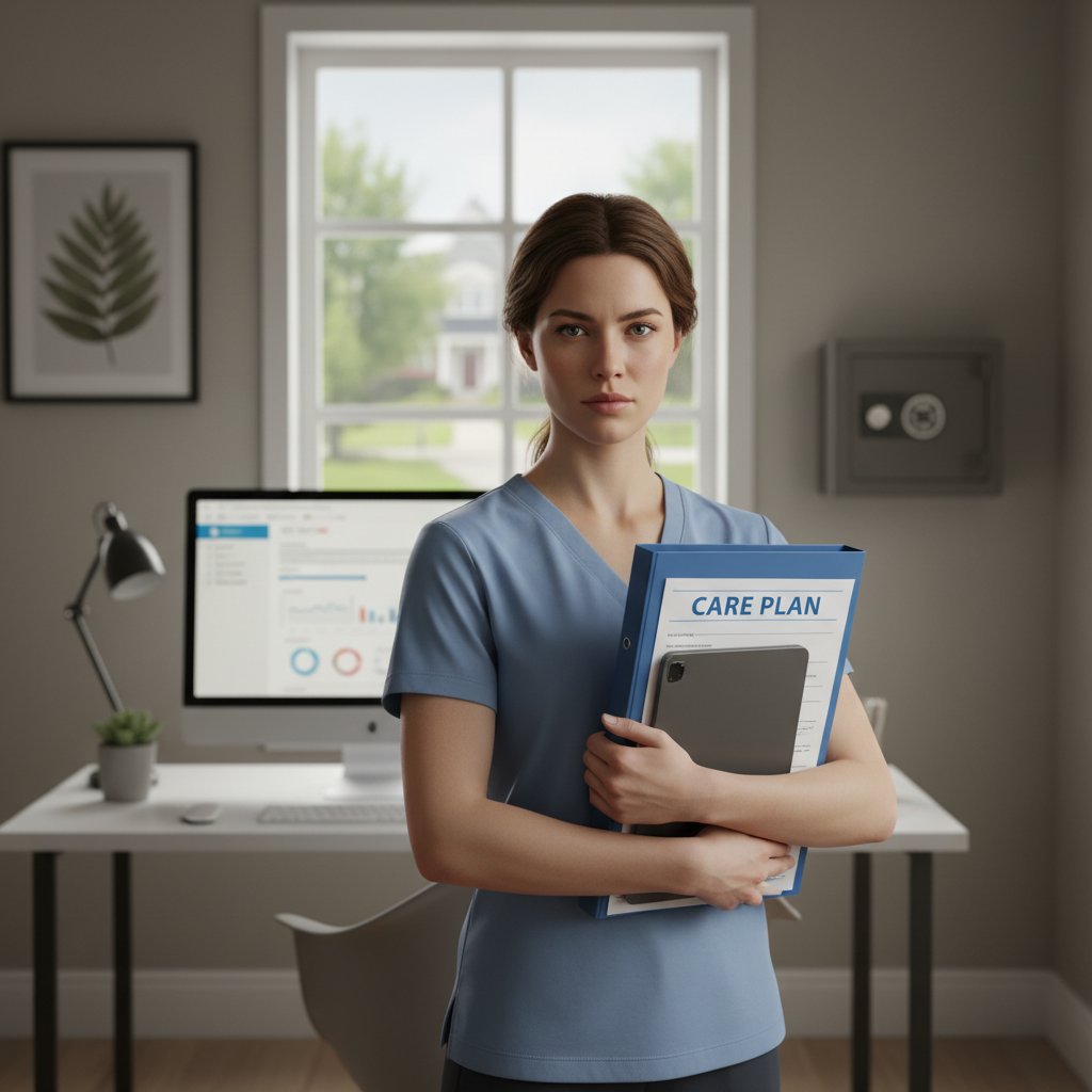 Opiekun pilnujący dokumentacji w bezpiecznym otoczeniu