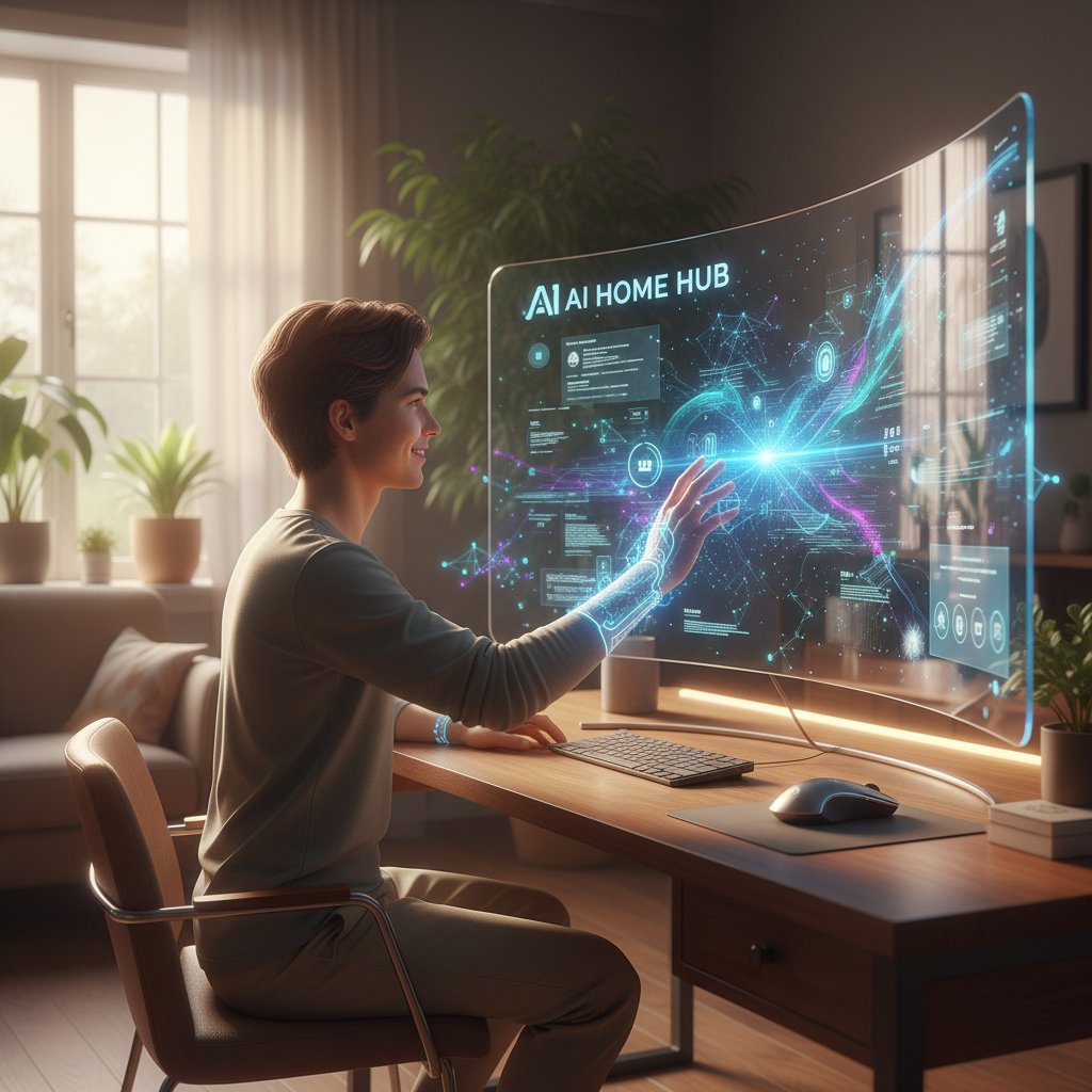 Użytkownik testuje narzędzie AI do symulacji osobowości przy biurku w domowym zaciszu