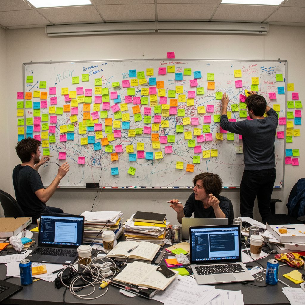 Chaotic real-life workflow mapping with sticky notes