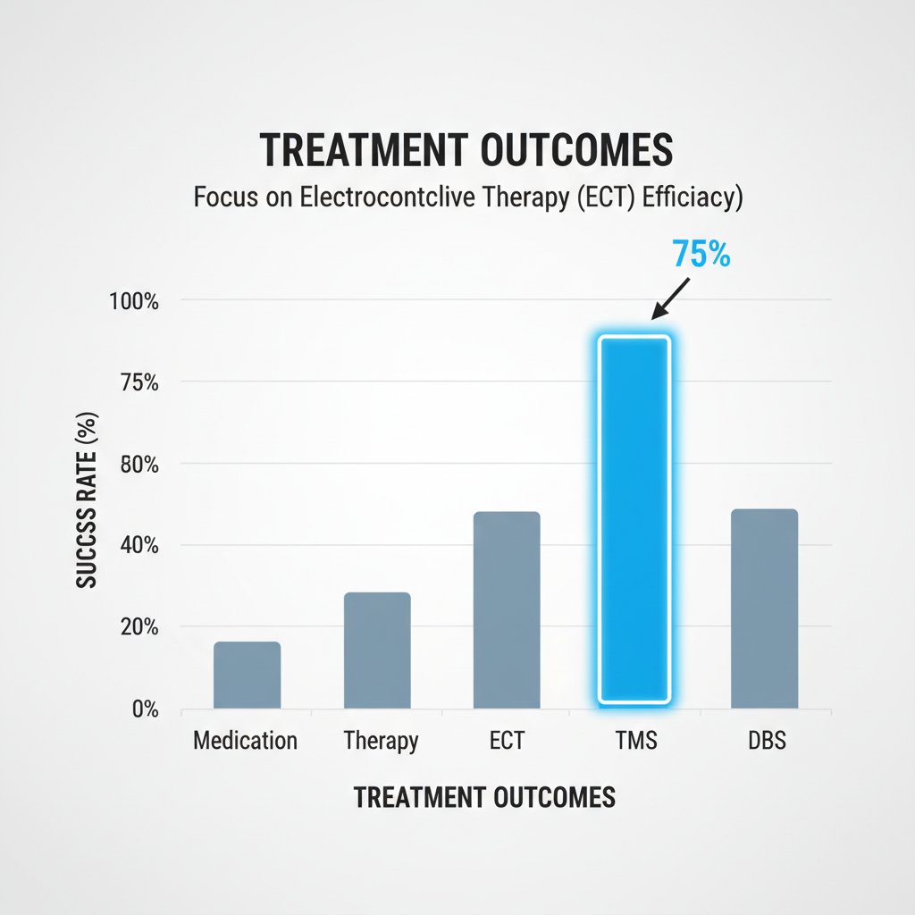 Wizualizacja danych: wyniki leczenia depresji z użyciem ECT, wykres słupkowy