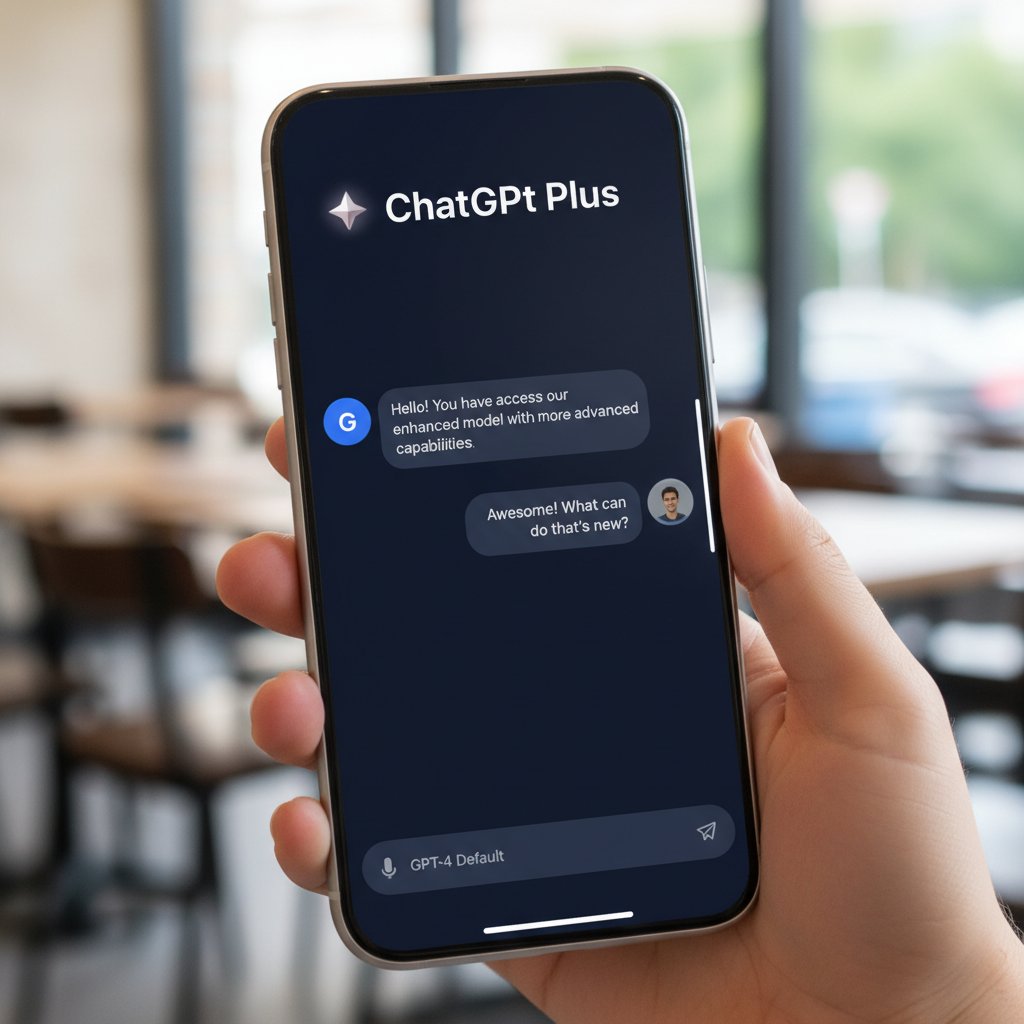 Interfejs użytkownika ChatGPT Plus na smartfonie