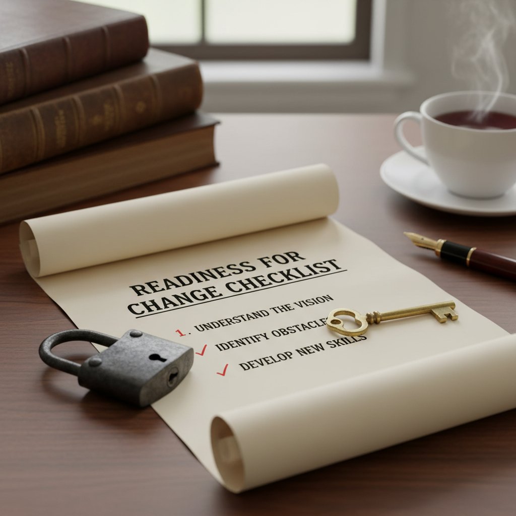 Lista kontrolna na biurku, kłódka i klucz – gotowość do zmiany