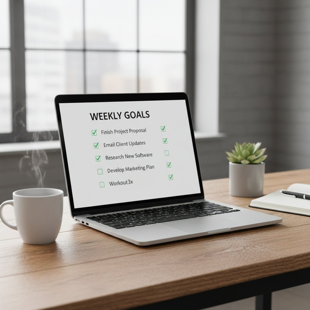 Lista kontrolna i laptop na biurku przedsiębiorcy