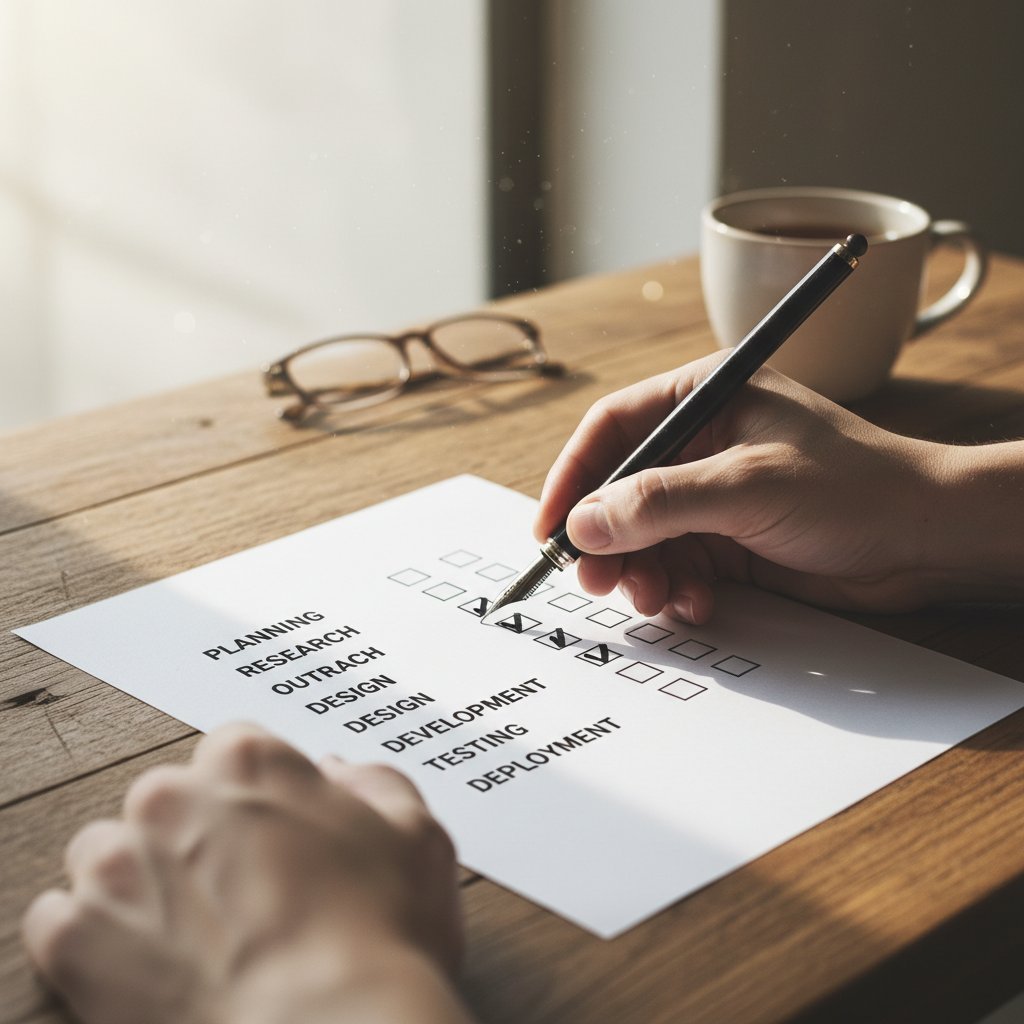 Zbliżenie na listę kontrolną i długopis na stole, odhaczanie punktów, światło dzienne, praktyczne rady